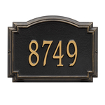 Williamsburg Address Plaque with a Black & Gold Finish, Standard Wall Mount with One Line of Text