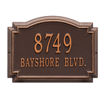 Williamsburg Address Plaque with a Antique Copper Finish, Standard Wall Mount with Two Lines of Text