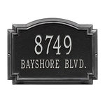 Williamsburg Address Plaque with a Black & Silver Finish, Standard Wall Mount with Two Lines of Text
