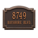 Williamsburg Address Plaque with a Oil Rubbed Bronze Finish, Standard Wall Mount with Two Lines of Text