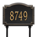Williamsburg Address Plaque with a Black & Gold Finish, Standard Lawn Size with One Line of Text