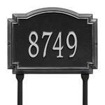 Williamsburg Address Plaque with a Black & Silver Finish, Standard Lawn Size with One Line of Text