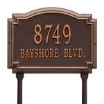 Williamsburg Address Plaque with a Antique Copper Finish, Standard Lawn Size with Two Lines of Text