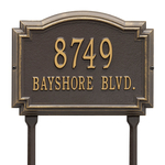 Williamsburg Address Plaque with a Bronze & Gold Finish, Standard Lawn Size with Two Lines of Text