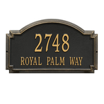 Williamsburg Address Plaque with a Black & Gold Finish, Estate Wall Mount with Two Lines of Text