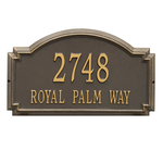 Williamsburg Address Plaque with a Bronze & Gold Finish, Estate Wall Mount with Two Lines of Text