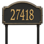 Williamsburg Address Plaque with a Black & Gold Finish, Estate Lawn Size with One Line of Text