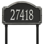 Williamsburg Address Plaque with a Black & Silver Finish, Estate Lawn Size with One Line of Text
