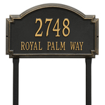 Williamsburg Address Plaque with a Black & Gold Finish, Estate Lawn Size with Two Lines of Text
