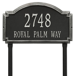 Williamsburg Address Plaque with a Black & Silver Finish, Estate Lawn Size with Two Lines of Text