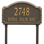 Williamsburg Address Plaque with a Bronze & Gold Finish, Estate Lawn Size with Two Lines of Text