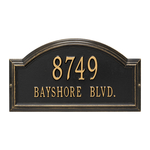 Providence Arch Address Plaque with a Black & Gold Finish, Standard Wall Mount with Two Lines of Text