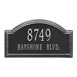 Providence Arch Address Plaque with a Black & Silver Finish, Standard Wall Mount with Two Lines of Text