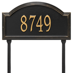 Providence Arch Address Plaque with a Black & Gold Finish, Standard Lawn Size with One Line of Text
