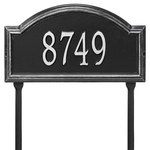 Providence Arch Address Plaque with a Black & Silver Finish, Standard Lawn Size with One Line of Text