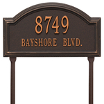 Providence Arch Address Plaque with a Antique Copper Finish, Standard Lawn Size with Two Lines of Text