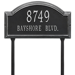 Providence Arch Address Plaque with a Black & Silver Finish, Standard Lawn Size with Two Lines of Text