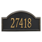 Providence Arch Address Plaque with a Black & Gold Finish, Finish, Estate Wall Mount with One Line of Text