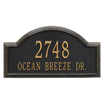 Providence Arch Address Plaque with a Black & Gold Finish, Finish, Estate Wall Mount with Two Lines of Text