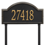 Providence Arch Address Plaque with a Black & Gold Finish, Finish, Estate Lawn Size with One Line of Text
