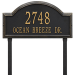 Providence Arch Address Plaque with a Black & Gold Finish, Finish, Estate Lawn Size with Two Lines of Text