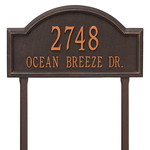 Providence Arch Address Plaque with a Oil Rubbed Bronze Finish, Finish, Estate Lawn Size with Two Lines of Text