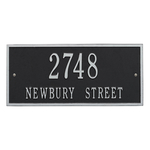 Hartford Address Plaque with a Black & Silver Finish, Finish, Standard Size for Wall with Two Lines of Text