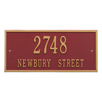 Hartford Address Plaque with a Red & Gold Finish, Finish, Standard Size for Wall with Two Lines of Text