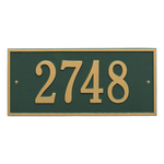 Hartford Address Plaque with a Green & Gold Finish, Standard Wall Mount with One Line of Text