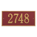 Hartford Address Plaque with a Red & Gold Finish, Standard Wall Mount with One Line of Text