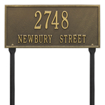 Hartford Address Plaque with a Antique Brass Finish, Standard Lawn with Two Lines of Text