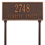 Hartford Address Plaque with a Antique Copper Finish, Standard Lawn with Two Lines of Text