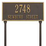 Hartford Address Plaque with a Bronze & Gold Finish, Standard Lawn with Two Lines of Text