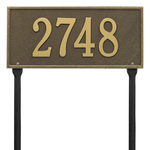 Hartford Address Plaque with a Antique Brass Finish, Standard Lawn Size with One Line of Text