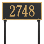 Hartford Address Plaque with a Black & Gold Finish, Standard Lawn Size with One Line of Text