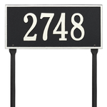 Hartford Address Plaque with a Black & White Finish, Standard Lawn Size with One Line of Text