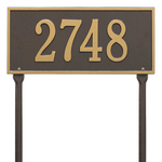 Hartford Address Plaque with a Bronze & Gold Finish, Standard Lawn Size with One Line of Text