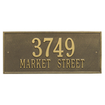 Hartford Address Plaque with a Antique Brass Finish, Estate Wall Mount with Two Lines of Text