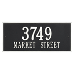 Hartford Address Plaque with a Black & White Finish, Estate Wall Mount with Two Lines of Text