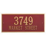 Hartford Address Plaque with a Red & Gold Finish, Estate Wall Mount with Two Lines of Text