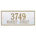 Hartford Address Plaque with a White & Gold Finish, Estate Wall Mount with Two Lines of Text
