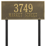 Hartford Address Plaque with a Antique Brass Finish, Estate Lawn with Two Lines of Text
