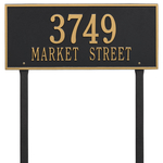 Hartford Address Plaque with a Black & Gold Finish, Estate Lawn with Two Lines of Text