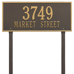 Hartford Address Plaque with a Bronze & Gold Finish, Estate Lawn with Two Lines of Text
