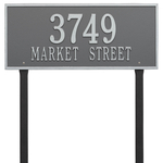 Hartford Address Plaque with a Pewter & Silver Finish, Estate Lawn with Two Lines of Text