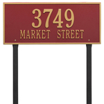 Hartford Address Plaque with a Red & Gold Finish, Estate Lawn with Two Lines of Text
