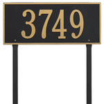 Hartford Address Plaque with a Black & Gold Finish, Estate Lawn Size with One Line of Text
