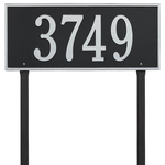 Hartford Address Plaque with a Black & Silver Finish, Estate Lawn Size with One Line of Text