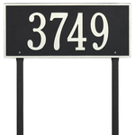 Hartford Address Plaque with a Black & White Finish, Estate Lawn Size with One Line of Text