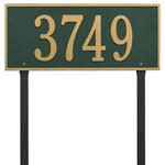 Hartford Address Plaque with a Green & Gold Finish, Estate Lawn Size with One Line of Text